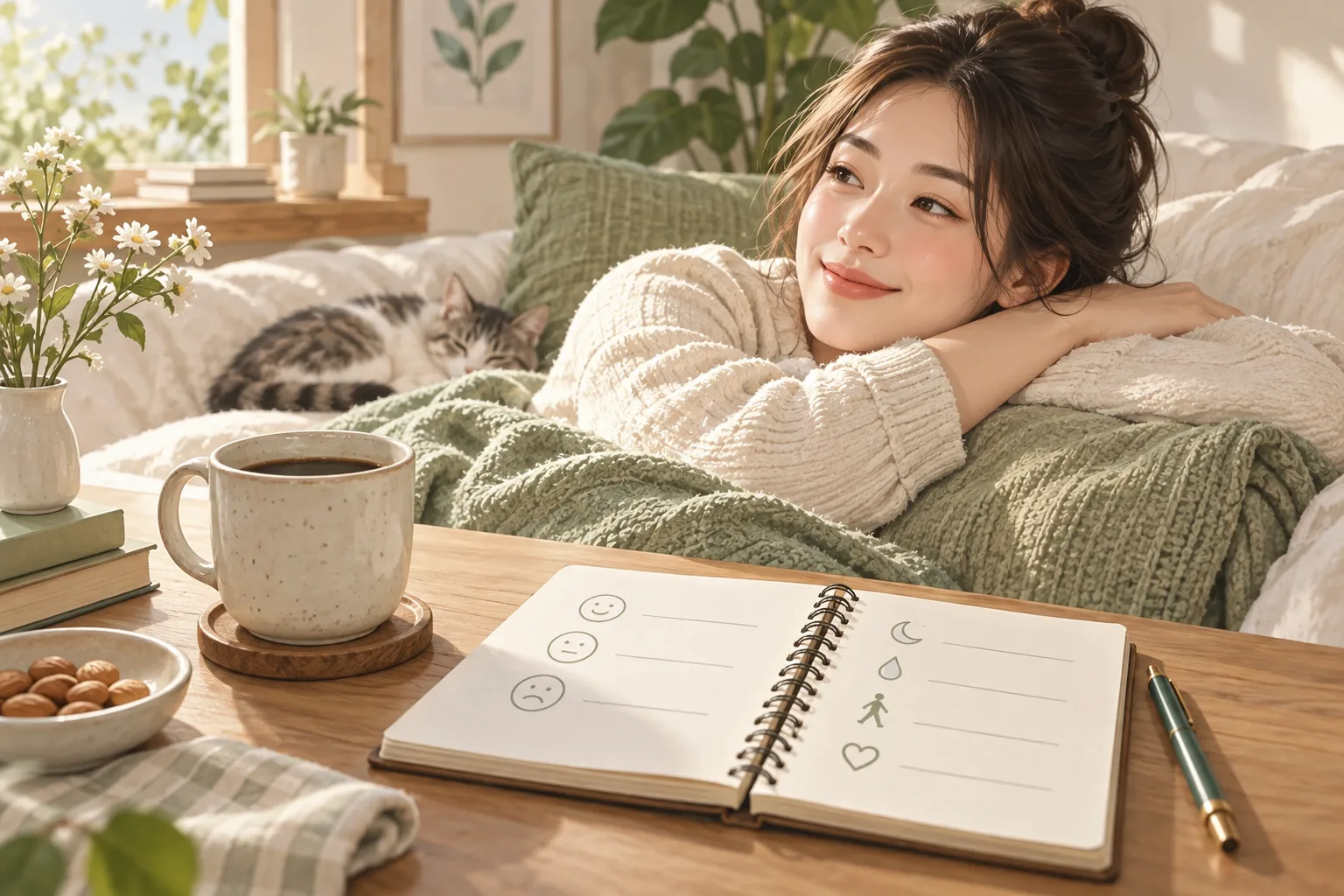 ภาพประกอบการพักและบันทึกอาการหลังดื่มกาแฟ
