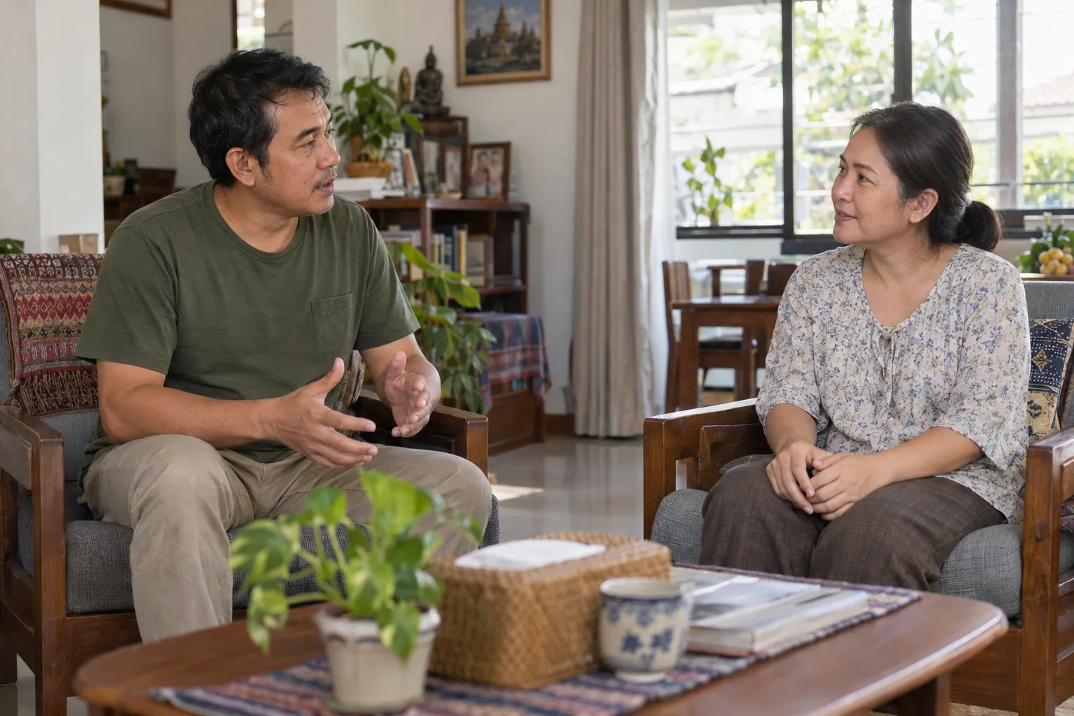 คู่พูดคุยเรื่องความต้องการและความกังวลอย่างเคารพกัน